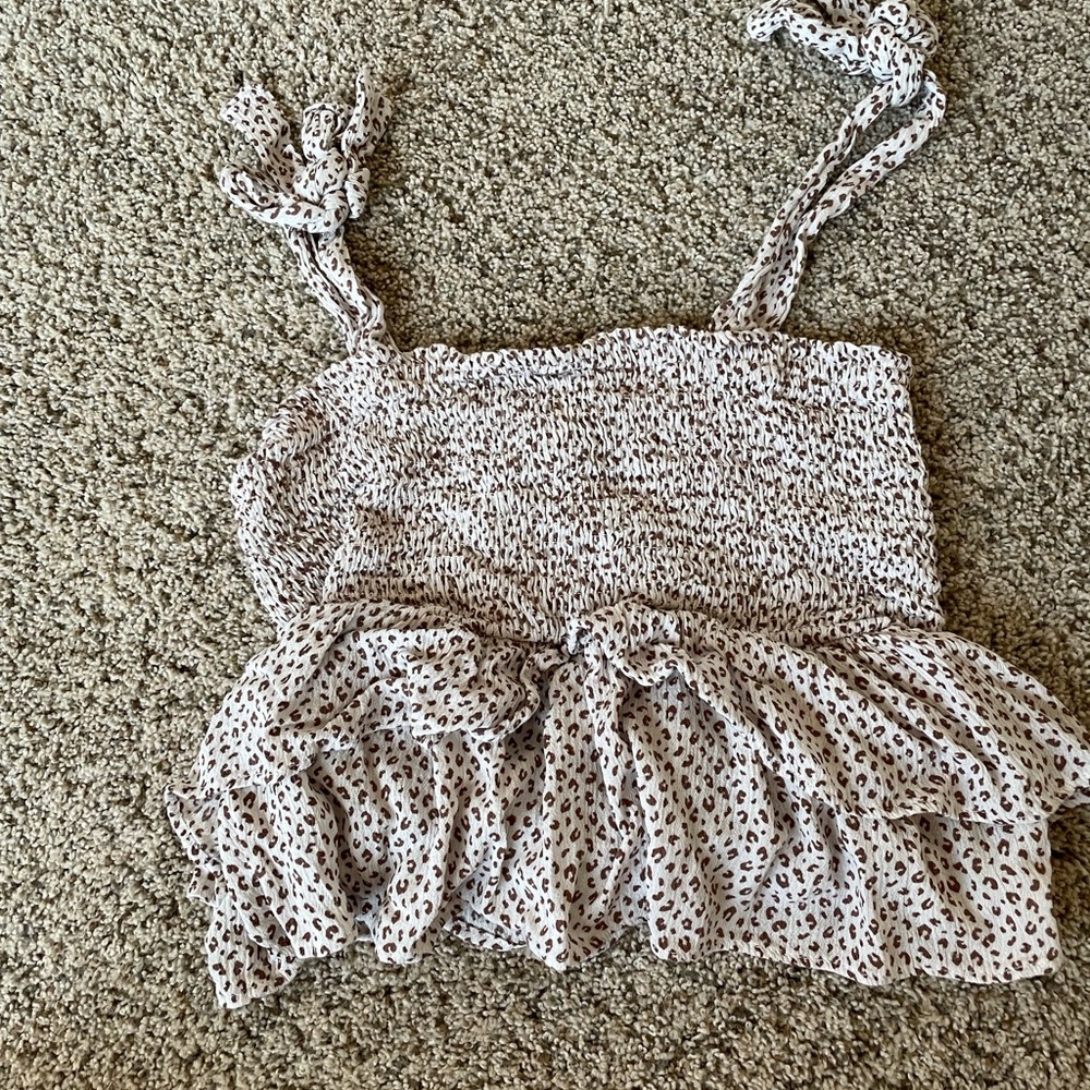 Paper Crane Brown and Cream Textured Top